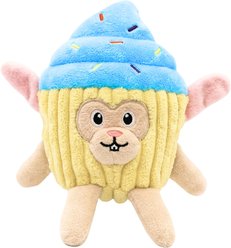 Fikas Freaky Friends Cupcake Bunny Squeaky Emotional Support Plush Dog Toy, Blue/Cream