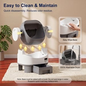 WARCAT Open-Top Self-Cleaning Cat Litter Box, Gray