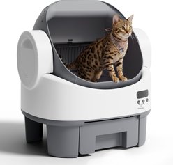 WARCAT Open-Top Self-Cleaning Cat Litter Box, Gray
