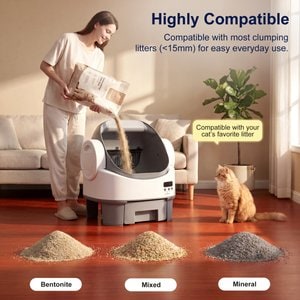 WARCAT Open-Top Self-Cleaning Cat Litter Box, Gray