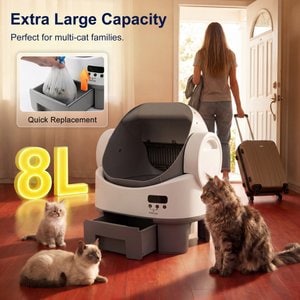 WARCAT Open-Top Self-Cleaning Cat Litter Box, Gray