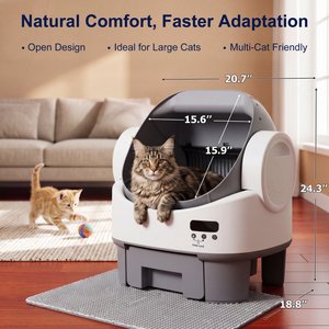 WARCAT Open-Top Self-Cleaning Cat Litter Box, Gray