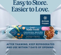 Blue Buffalo Love Made Fresh Chicken with Carrots & Peas Small Breed Fresh Frozen Dog Food, 1-lb roll, bundle of 12 slide 2 of 9