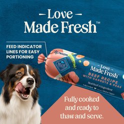 Blue Buffalo Love Made Fresh Beef with Carrots & Peas Fresh Frozen Dog Food, 1-lb roll, bundle of 12 slide 2 of 9