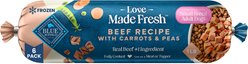 Blue Buffalo Love Made Fresh Beef with Carrots & Peas Small Breed Fresh Frozen Dog Food, 1-lb roll, bundle of 12