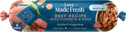 Blue Buffalo Love Made Fresh Beef with Carrots & Peas Fresh Frozen Dog Food, 1-lb roll, bundle of 12