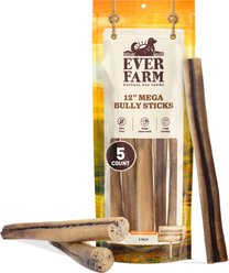 Ever Farm 12-inch MEGA Beef Bully Stick Dog Chew, 5 count