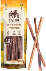 Ever Farm 12-inch Grass Fed Beef Pizzle Bully Stick Dog Chew, 12 count
