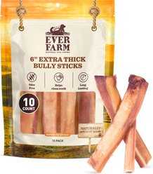 Ever Farm 6-inch Extra Thick Jumbo Grass Fed Beef Bully Stick Dog Chew, 10 count