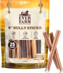 Ever Farm 6-inch Grass Fed Beef Pizzle Bully Stick Dog Chew, 25 count