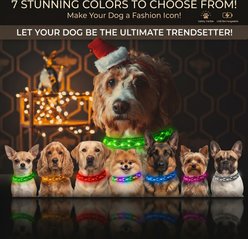 MEGAPAWS Light Up Nylon Dog Collar, Chameleon, Large: 17 to 27-in neck, 0.79-in wide slide 2 of 9