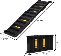 Bencmate Folding & Portable Rubber Feet Vehicle Stairs Ladder Storage Space Dog Ramp with Nonslip Mats, Black, 15.75 x 2.95 x 2.95-in slide 2 of 8