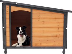 Bencmate Outdoor & Indoor Wooden Kennel with Raised Feet Weatherproof Dog House, Brown, 31.3 x 32.3 x 43.6-in