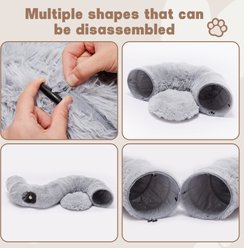 Bencmate Soft Plush Peekaboo Cat Cave Donut Tunnel Cat Bed, Medium, Grey slide 2 of 7