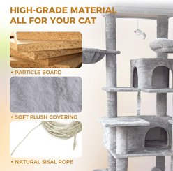 Bencmate Multilevel 68-in Cat Tree Cave with Hammock & Hanging Basket, Light Gray slide 2 of 8
