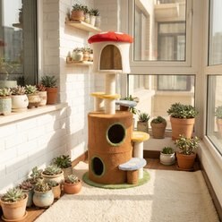 Bencmate Cozy Perchand 59-in Scratching Post Mushroom Cat Tree, Brown slide 2 of 6