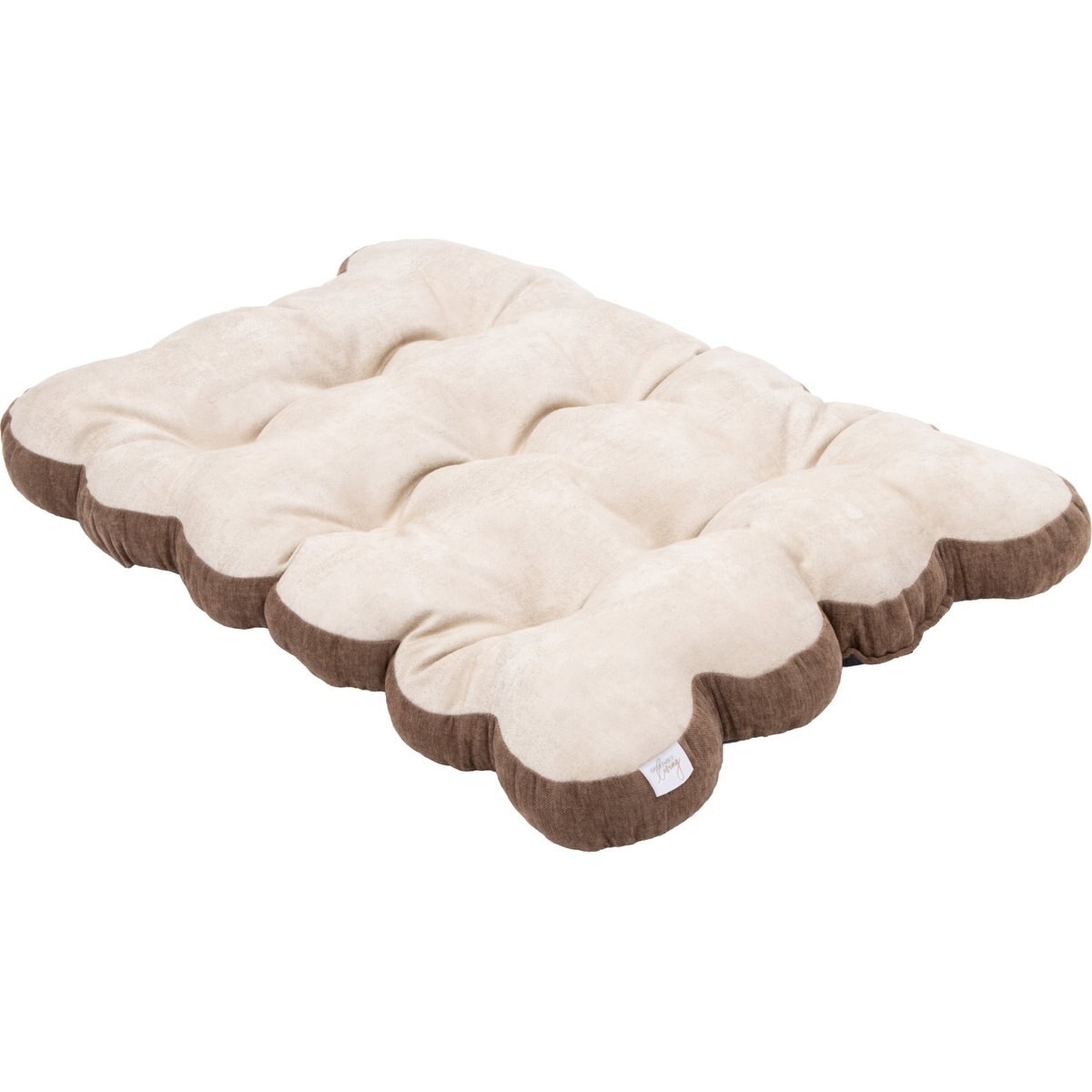 SportPet Designs Scalloped Machine-Washable Pillow Dog Bed, Tan, Medium: 30 x 19-in