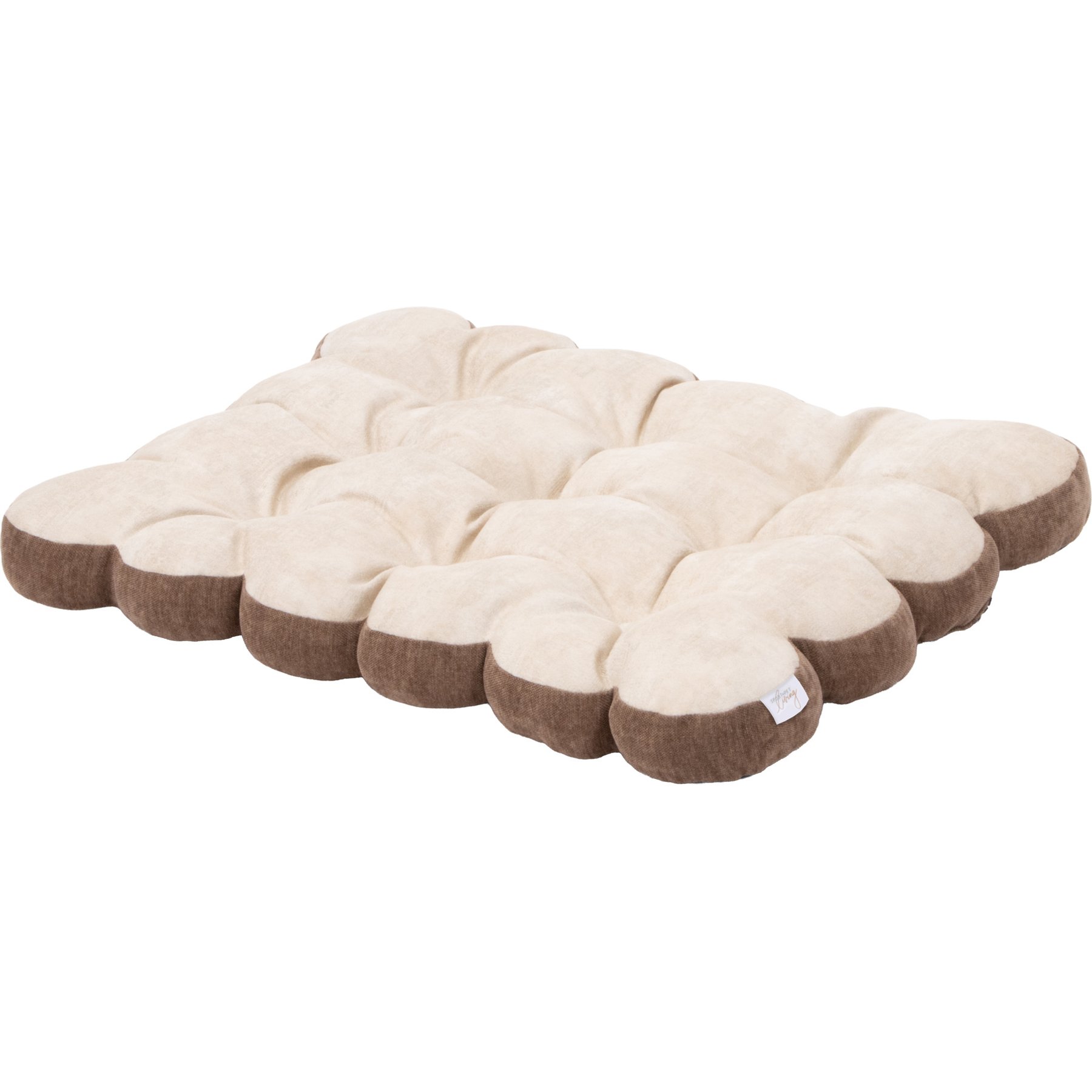 SportPet Designs Scalloped Machine-Washable Pillow Dog Bed, Tan, Small: 24 x 17.5-in