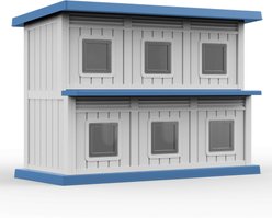 Bencmate Roof Easy Access Tool-Free Double Decker 6-Compartment Waterproof Plastic Cat House, 51.97 x 26.42 x 37.28-in, Blue