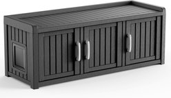 Bencmate Multi-Functional Waterproof Plastic Cat House & Crate, Black, 46.93 x 17.64 x 17.87-in