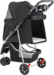 Bencmate Waterproof & Foldable 3-Wheel Dog Stroller with Storage Basket & Cup Holder, Black, 29.1 x 17.7 x 39.3-in