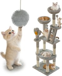 Bencmate Multilevel 72-in Cozy Perchand Scratching Post Cat Tree, Gray