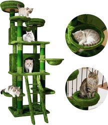 Bencmate Multilevel 70.87-in Hanging Hammock Cat Tree with 2 Private Condos & 3 Perches, Green slide 2 of 8