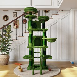 Bencmate Multilevel 70.87-in Hanging Hammock Cat Tree with 2 Private Condos & 3 Perches, Green