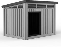 Bencmate Weather Resistant Roof Spacious Waterproof Plastic Dog House, 32.2 x 25.12 x 24.13-in, Grey slide 1 of 7