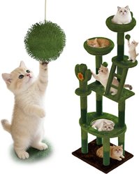 Bencmate Multilevel 72-in Cozy Perchand Scratching Post Cat Tree, Green