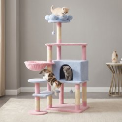 Bencmate Cozy Perchand 56-in Scratching Post Flower Cat Tree, Blue