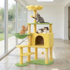Bencmate Cozy Perchand 19-in Scratching Post Flower Cat Tree, Yellow