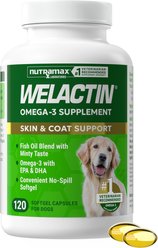 Nutramax Welactin Omega-3 Fish Oil Skin Liquid Softgels Skin & Coat Supplement for Dogs, 120 count slide 1 of 9