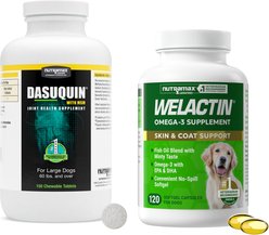 Nutramax Welactin Canine Omega-3 Softgel Capsules + Dasuquin with MSM Joint Health Chewable Tablets Large Dog Supplement