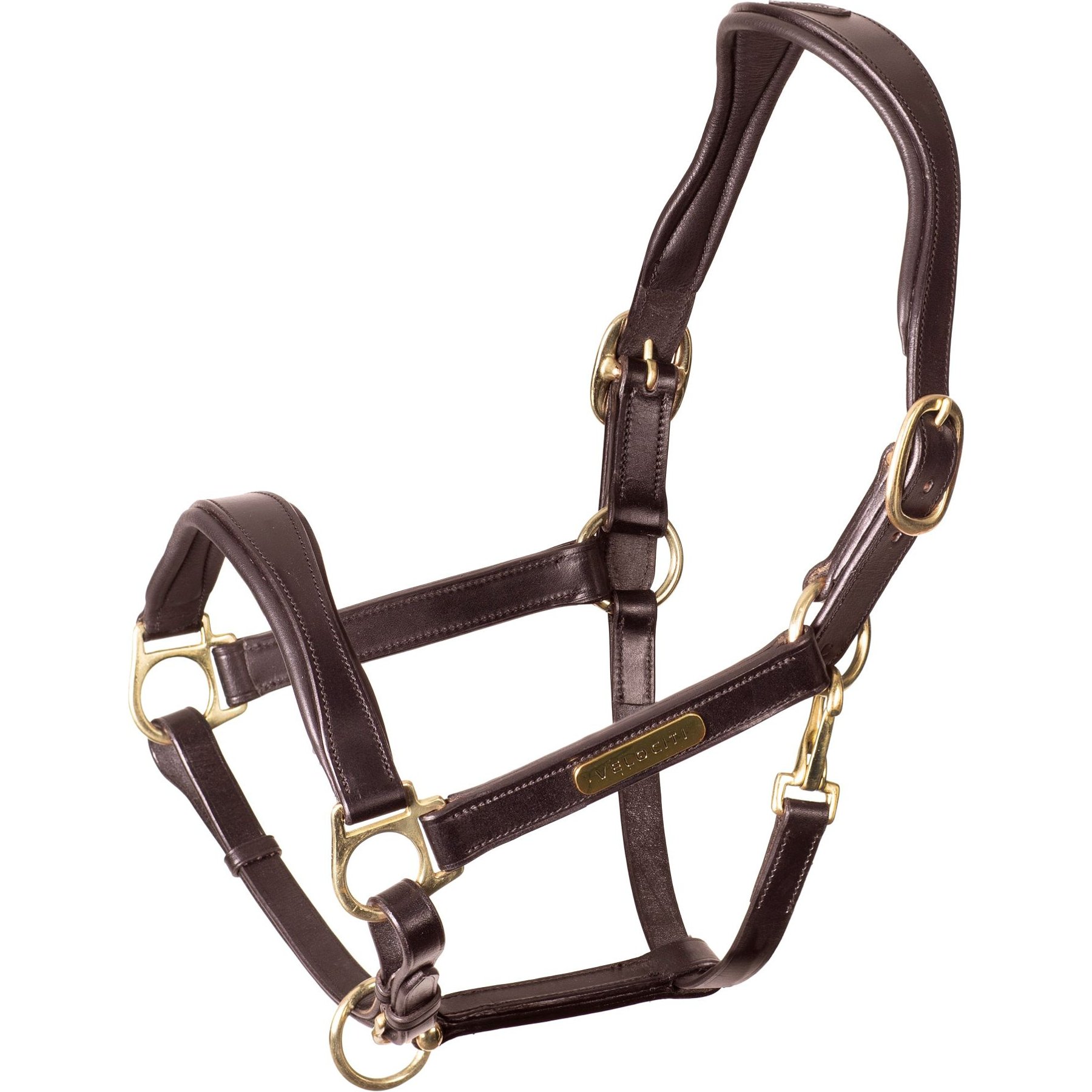 Shires Equestrian Products Rapida Cushioned Leather Horse Headcollar, Havana, Full