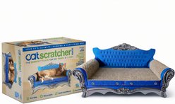 Catfidence Durable Cardboard Cat Lounger Sofa & Scratcher with Catnip, Blue, Large