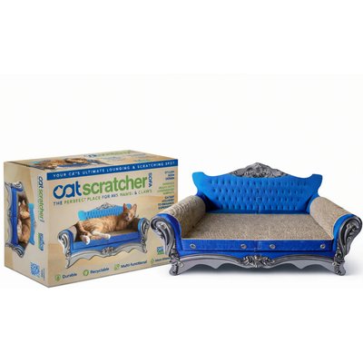 Catfidence Catfidence Durable Cardboard Cat Lounger Sofa & Scratcher with Catnip, Blue, Large