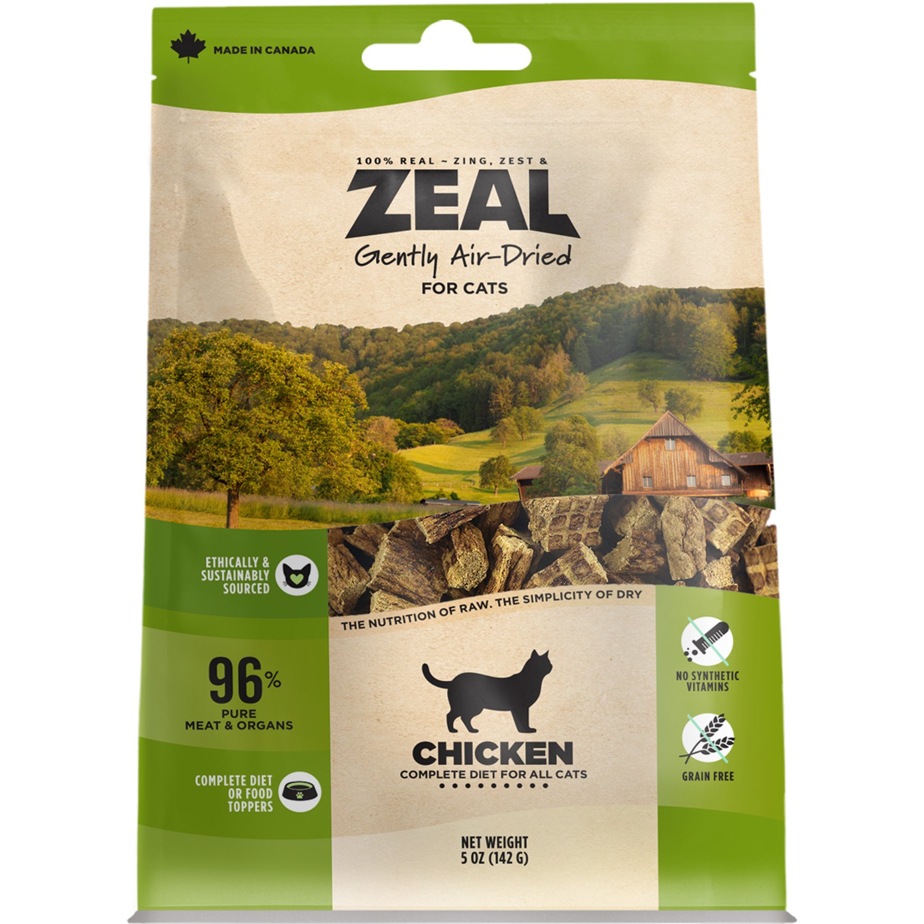 ZEAL Chicken Recipe Gently Air Dried Cat Food, 5-oz bag