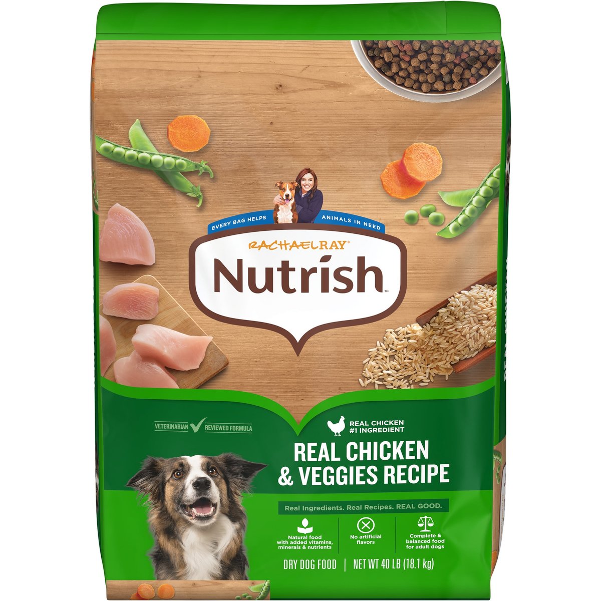 Rachael Ray Nutrish Natural Chicken & Veggies Dry Dog Food, 40-lb bag
