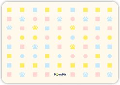 PawsPik Fast Absorbing Dog & Cat Food Mat, Pastel Paw Toss, Small