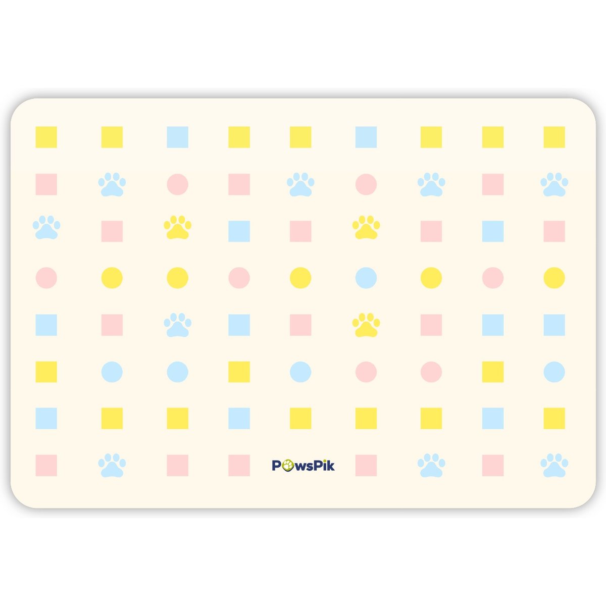 PawsPik Fast Absorbing Dog & Cat Food Mat, Pastel Paw Toss, Large