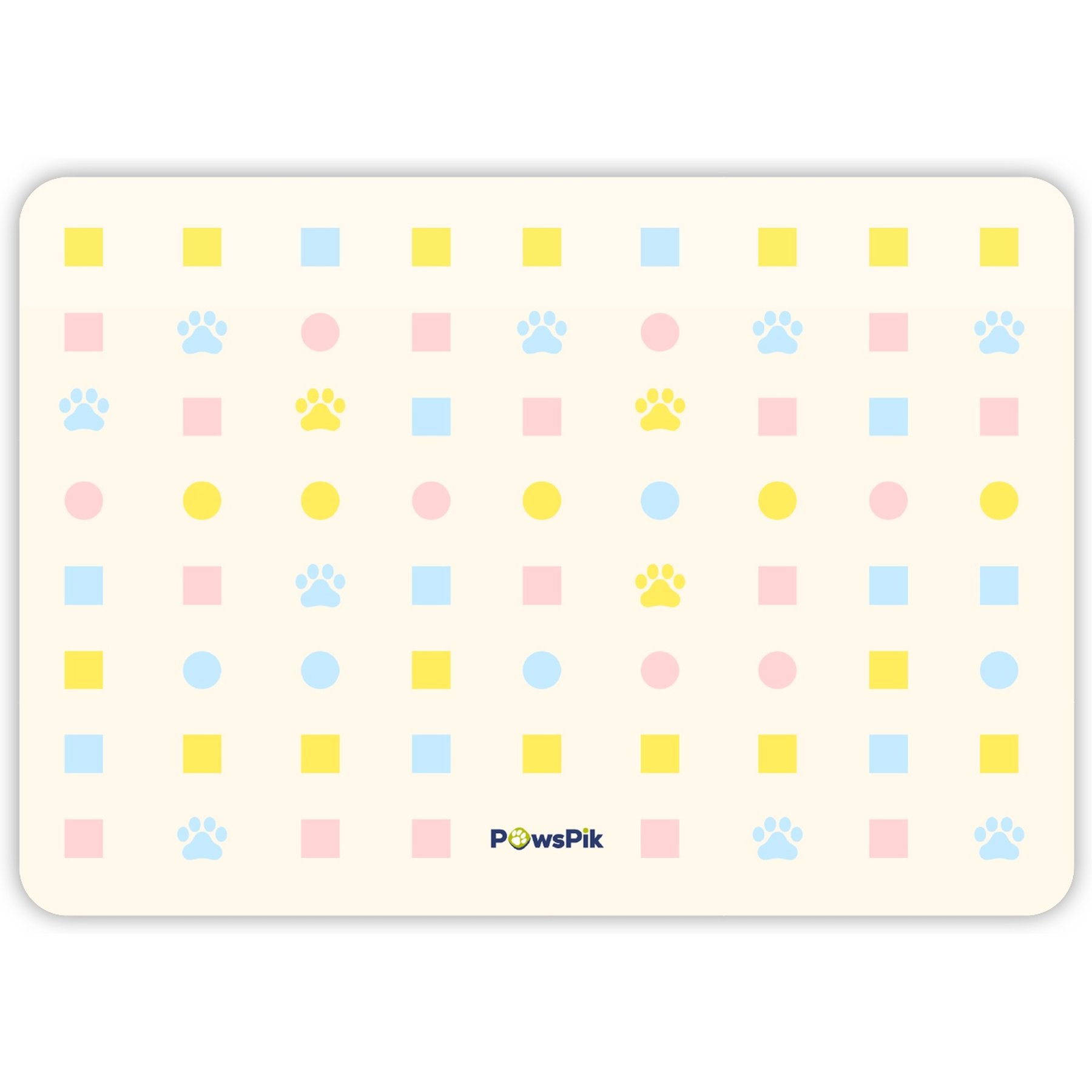 PawsPik Fast Absorbing Dog & Cat Food Mat, Pastel Paw Toss, Large