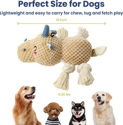 PawsPik Unicorn Squeaky Crinkle Plush Rope Tug & Chew Dog Toy, Beige slide 2 of 9