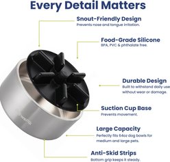 PawsPik Stainless Steel Double Wall Slow-Feed Puzzle Dog Bowl, Arctic Steel Silver, 64-oz slide 2 of 9