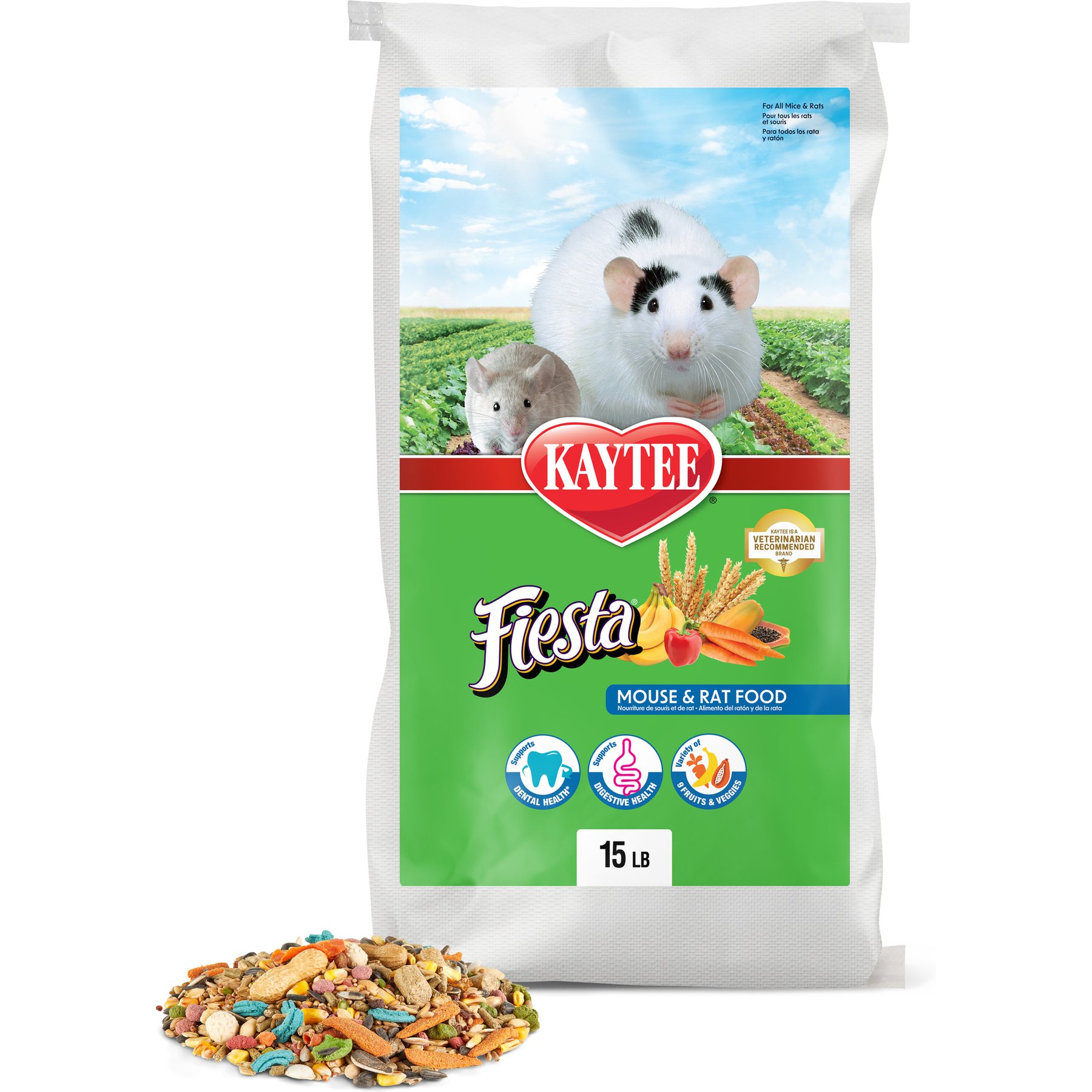 Kaytee Fiesta Gourmet Variety Diet Mouse & Rat Food, 15-lb bag