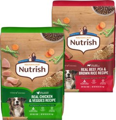 Rachael Ray Nutrish Real Chicken & Veggies Recipe + Real Beef, Pea, & Brown Rice Recipe Dry Dog Food