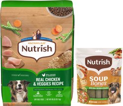 Rachael Ray Nutrish Chicken & Veggies Recipe Dry Food + Soup Bones Chicken & Veggies Flavor Dog Treats