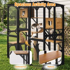 Yafylly Outdoor Wooden Catio Cat House, Black Brown slide 2 of 8