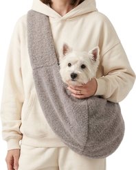 PawsPik Snuggle Sling Plush Pet Carrying Bag, Gray