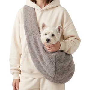 PawsPik Snuggle Sling Plush Pet Carrying Bag, Gray